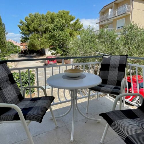 Balcony with chairs and table